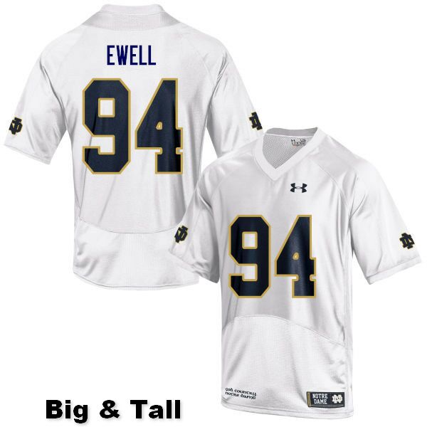 Men's NCAA Notre Dame Fighting Irish #94 Darnell Ewell Stitched College Under Armour Authentic White Big & Tall Football Jersey GU10V44BM